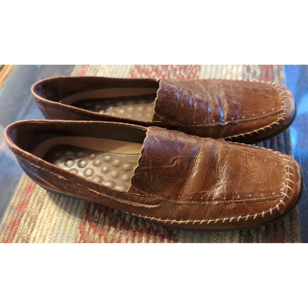 Walking Cradles Elite Brown Tippy Loafer Slip On Shrunken Leather Shoes 12 N